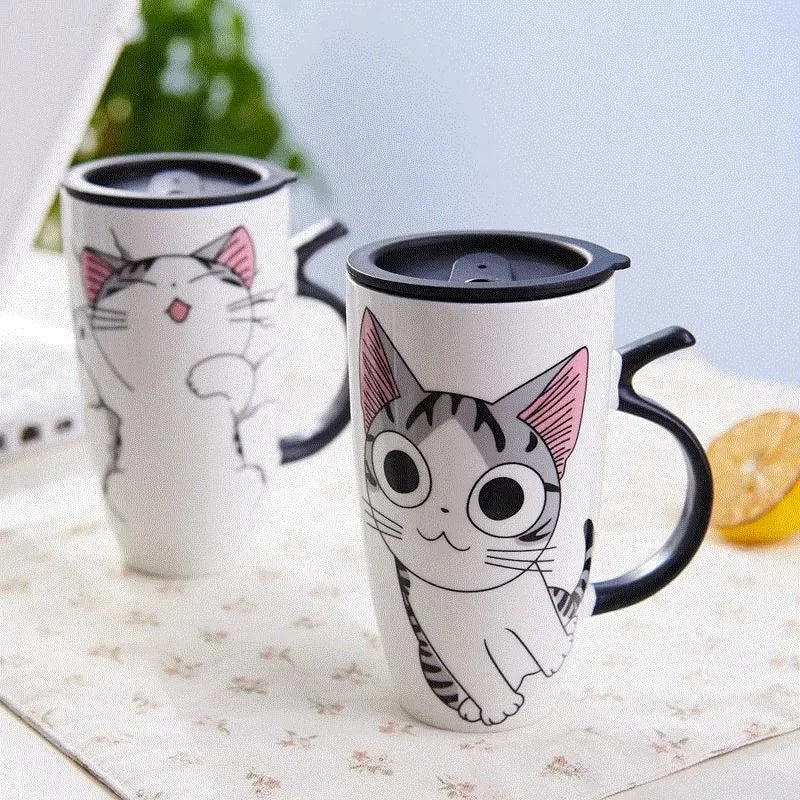 Caneca de Cerâmica Gatinho com Tampa