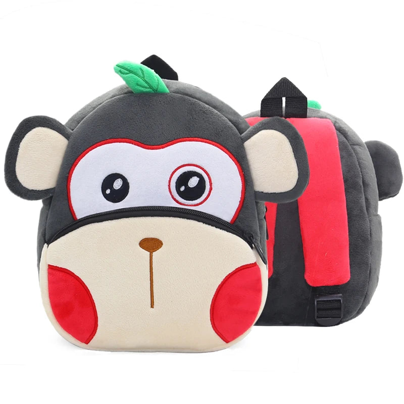 Mochila Infantil de Pelúcia com Estampa de Bichinhos