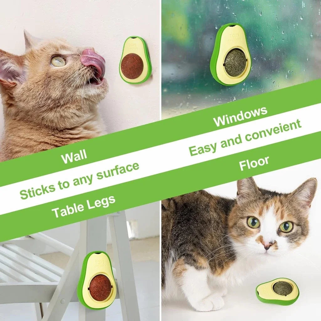 Brinquedo com Catnip para Gatos - Formato Abacate, Fixação com Adesivo