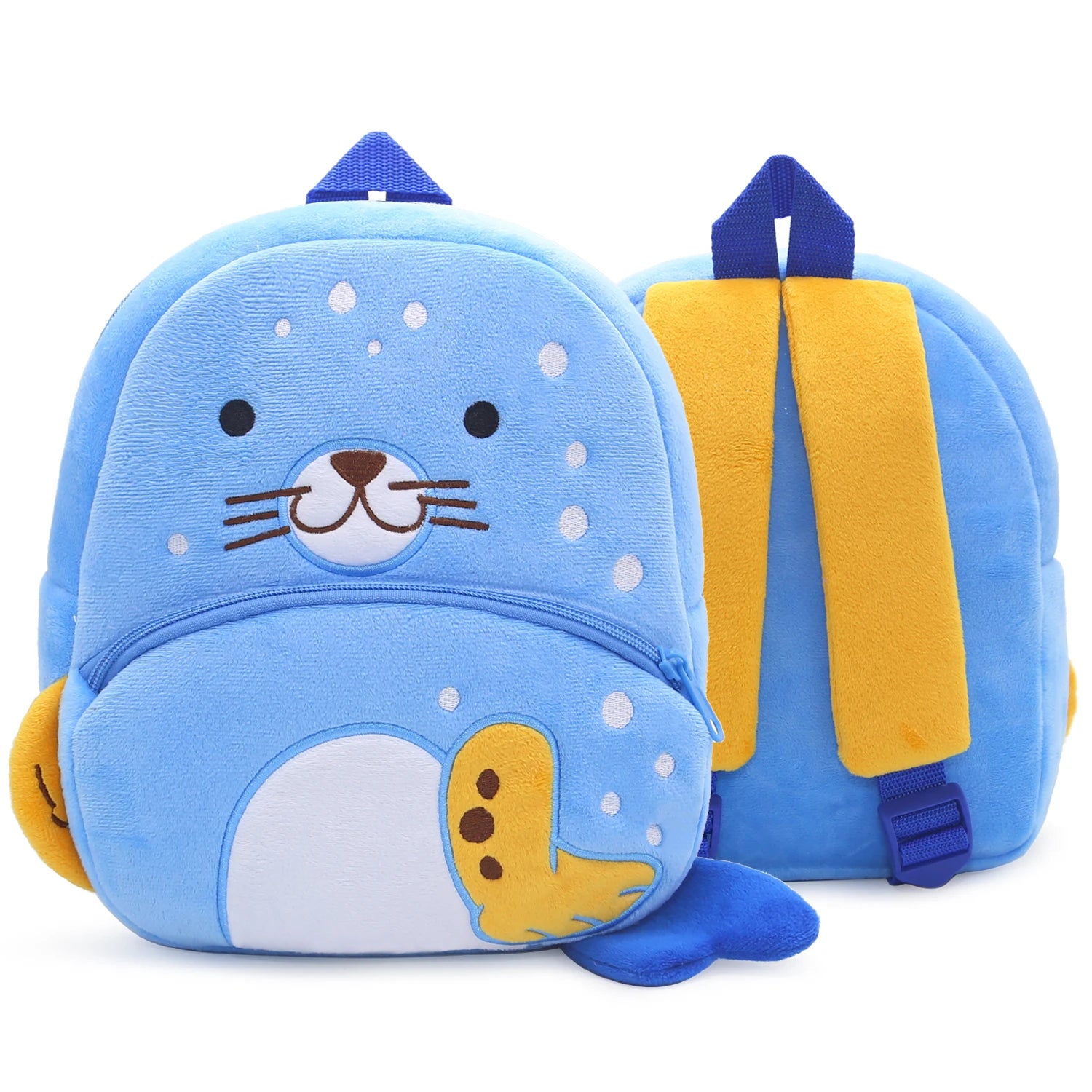Mochila Infantil de Pelúcia com Estampa de Bichinhos