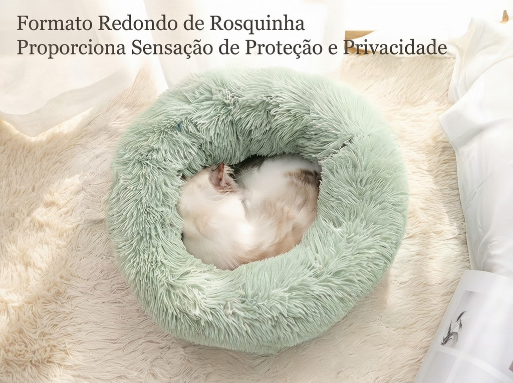 Cama Redonda de Pelúcia para Gatos e Cães