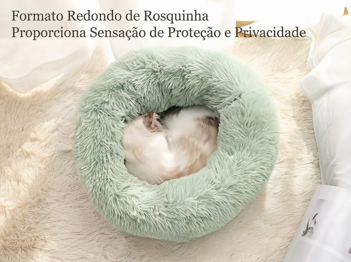 Cama Redonda de Pelúcia para Gatos e Cães